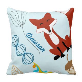 Vintage Modern Fox Acorn Woodland Neon Pillow