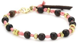 Wasabi by Jill Pearson "Vivid" Wood, Nuggets and Coral Silk Bracelet Jewelry