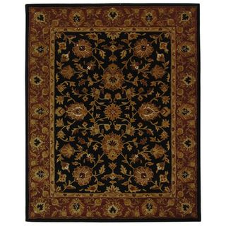 Handmade Heritage Kerman Black/ Peach Wool Rug (7'6 x 9'6) Safavieh 7x9   10x14 Rugs