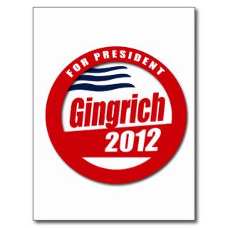 Gingrich 2012 button postcards