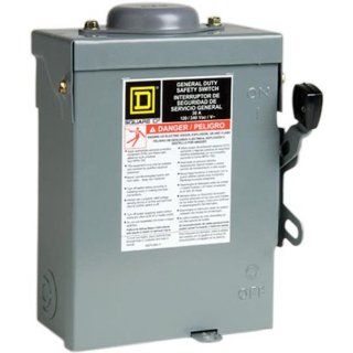 Square D by Schneider Electric D221NRBCP 30 Amp 240 volt Two Pole Outdoor General Duty Fusible Safety Switch with Neutral   Circuit Breakers  