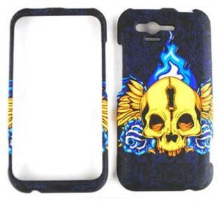 ACCESSORY HARD TEXTURED CASE COVER FOR HTC RHYME 6330 3D SKULL WINGS BLACK Cell Phones & Accessories