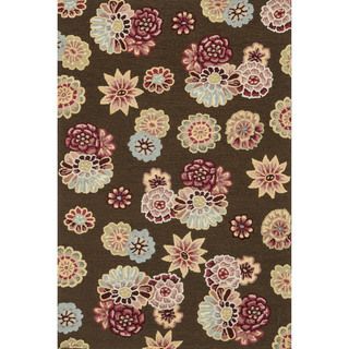 Hand hooked Peony Brown Floral Rug (7'6 x 9'6) Alexander Home 7x9   10x14 Rugs