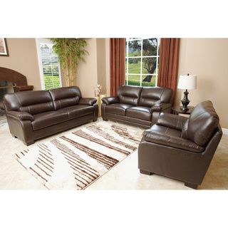 Abbyson Living Wilshire Premium Top grain Leather Sofa, Loveseat, and Chair Set Abbyson Living Living Room Sets