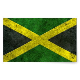 Jamaican Flag Aged Steel Effect Rectangular Stickers