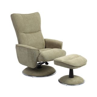 Comfort Avocado Bonded Leather Recliner Chair and Ottoman Set Recliners