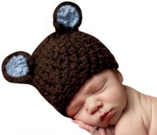 Melondipity Boys Organic Brown & Blue Chunky Sugar Bear Crochet Beanie Baby Hat Infant And Toddler Hats Clothing