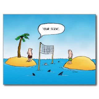 Shark Volleyball Funny Cartoon Postcard