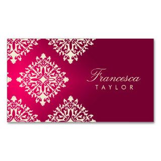 311 Francesca Hot Pink et Maroon Damask Business Card Template
