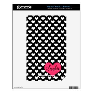 Cute adorable girly black and white hearts pattern decal for the NOOK color