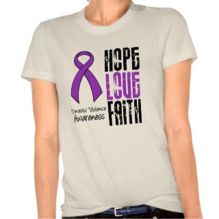 Hope Love Faith Ribbon Domestic Violence T Shirts