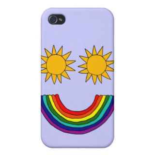 XX  Ranbow and Sun Smiley Face Cases For iPhone 4