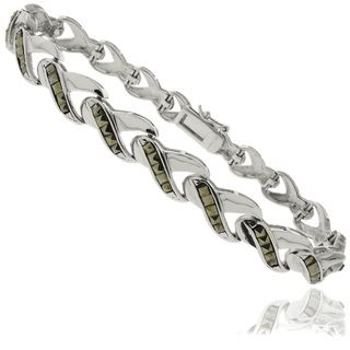 Dolce Giavonna Silver Overlay Marcasite 'V' Link Bracelet Dolce Giavonna Gemstone Bracelets