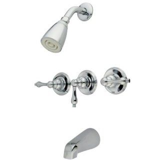Kingston Brass KB231AL Tub and Shower Faucet with 3 Lever Handle, Polished Chrome    