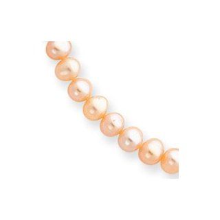 14k 5 5.5mm Pink Freshwater Onion Cultured Pearl Necklace   PPN050 24" Jewelry