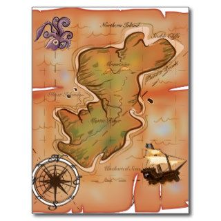 Treasure Island Map Postcard