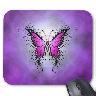 Purple Splatter Butterfly Mouse Pad