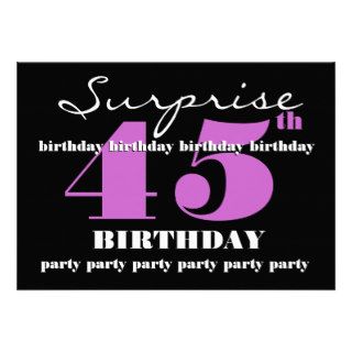 45th SURPRISE Purple Birthday Party Template Personalized Invites