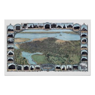 Oakland CA Panoramic Map DIGITALLY REMASTERED Poster