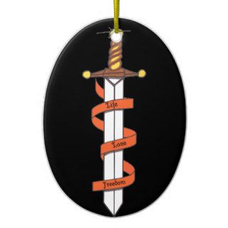 Life, Love and Freedom Dagger Christmas Tree Ornaments