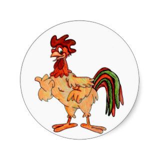 Little Red Rooster Hand Colored Stickers