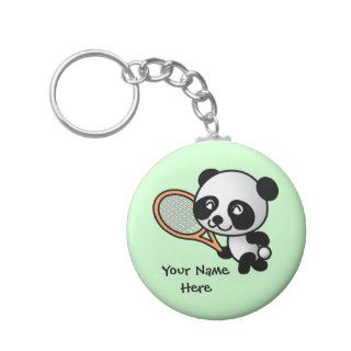 Panda Playing Tennis Customizeable Keychain