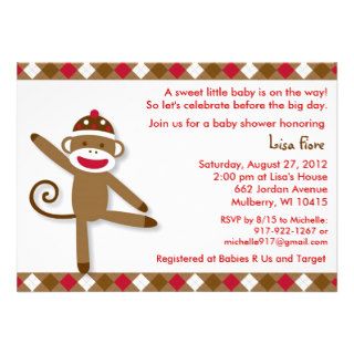 Silly Sock Monkey Baby Shower Invitations