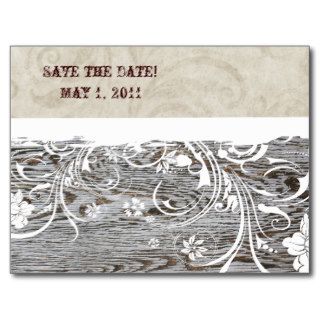 Wood and White Shabby Lace Save the Date Postcards