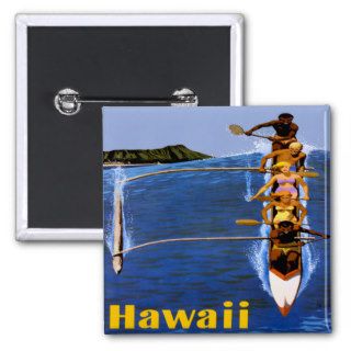 Vintage Hawaii Travel Poster Pinback Buttons