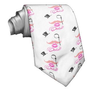 Funny pink moustache, monocle kiss & french oulala neckties