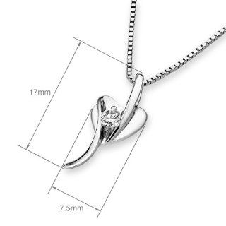 X1000Diamond 18K White Gold Heart Diamond Pendant W/Silver Chain (0.07ct,G H Color,VS2 SI1 Clarity) X1000 Diamond Jewelry