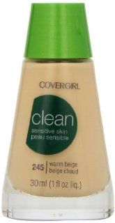 CoverGirl Clean Sensitive Skin Liquid Makeup, Warm Beige 245, 1.0 Ounce Bottles (Pack of 2)  Foundation Makeup  Beauty