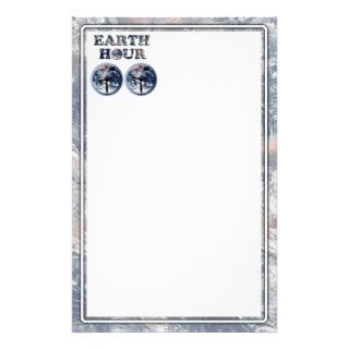Earth Hour    Earth Text w/Clocks 830 930 Stationery Paper