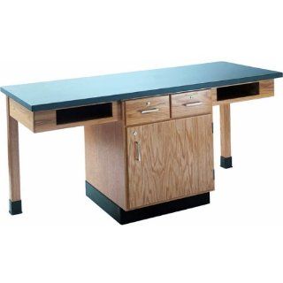 Double Faced Science Table with Book Compartments, Drawers & Cabinets  Office Storage Supplies 