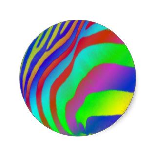 Rainbow Zebra Print Round Sticker
