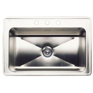 Blanco Magnum Drop In Stainless Steel 33x22x10 3 Hole Single Bowl Kitchen Sink 440284