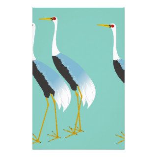 red crowned crane personalized stationery