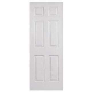 Steves & Sons 32 in. x 80 in. 6 Panel Textured Primed White Hollow Core Pre Bored Interior Door Slab N626WFADBC99