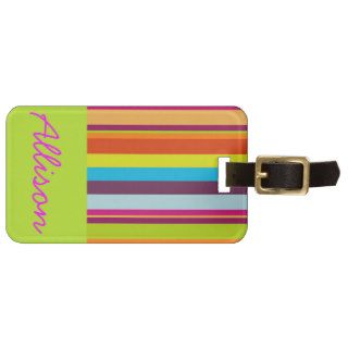 Bright Green Pink Neon Stripes Fashion Monogram Tag For Bags