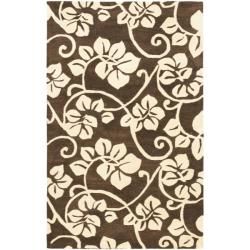 Handmade Soho Brown/Ivory Floral New Zealand Wool Area Rug (7'6" x 9'6") Safavieh 7x9   10x14 Rugs