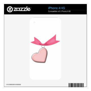PINK HEART CHARM RIBBON GIRLY LOVE DATING MOTIVATI iPhone 4 SKINS