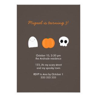 Kids Halloween Birthday Photo Skull Ghost Pumpkin Announcement