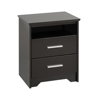 Yaletown 2 drawer Tall Black Night Stand Nightstands