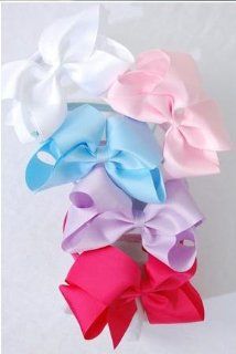 Maia's 5pc Head Band Satin Jumbo Bowtie Grosgrain Pastel for Baby, Toddlers, Girls, Teens 