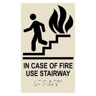 ADA In Case Of Fire Use Stairway Braille Sign RRE 235 BLKonAlmond  Business And Store Signs 