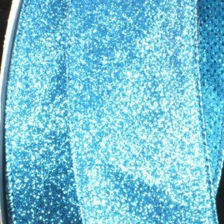 Premium Sparkling Turquoise Wired Glitter Craft Ribbon 2" x 40 Yards