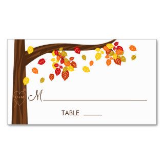 Autumn Falling Leaves Place Cards Business Cards