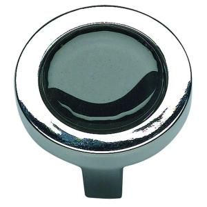 Atlas Homewares Spa Collection 1 1/4 in. Black Glass And Chorme Round Cabinet Knob 229 BLK/CH