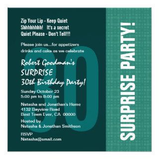 30th Surprise Birthday Modern For Him Recycled Personalized Invitation