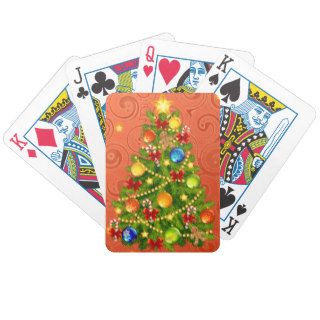 Green Christmas Tree  with decorations Bicycle Poker Deck